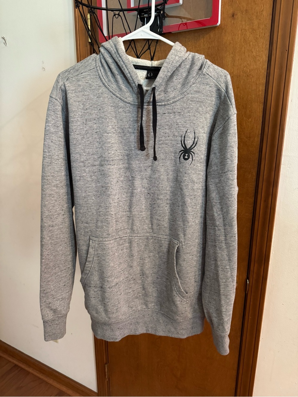 Spyder Men’s Gray Hooded Pullover Sweatshirt with Spider Logo
